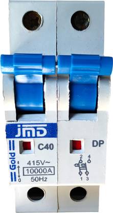 jmD Gold 40A C Curve 415 Volts/ 10000A/ 50HZ Double Pole ISI Mark DP MCB