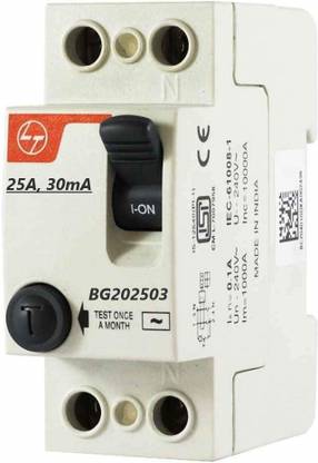 L&T SWITCHGEAR L&T 25A 2POLE 30MA RCCB BG202503 PK OF 1 MCB