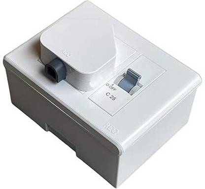REO HAVELLS 16A / 32A HD COMBO [ AC BOX ] Modular Ac Protected Socket PVC Plastic Base 3 Switch Power Box MCB