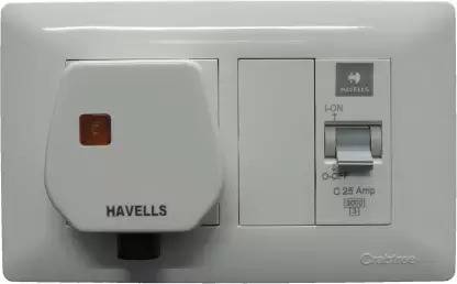 HAVELLS DBOX MCB protected Socket 25A White (Pack of 1) MCB