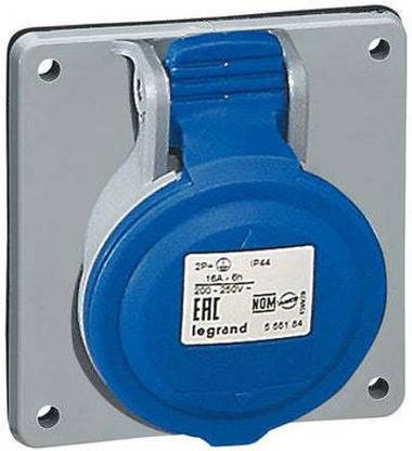Legrand 555284 - 32A 2P+E 200/250V INCLINED OUTLET IP 44 PANEL MOUNTING SOCKET 555284 MCB