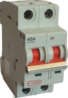V-Guard 40A Double Pole Isolator 'C' curve (MCB) Miniature Circuit Breaker MCB 40A DP C MCB