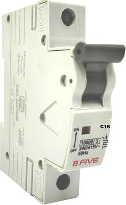 b'five Safety 1st Miniature circuit Breaker MCB Single Pole PVC Plastic C Curve C16A ‎MCB BSF-40116` Single Pole SPMSB 240 Volts A.C. 50Hz. 10000A C16A-MCB MCB
