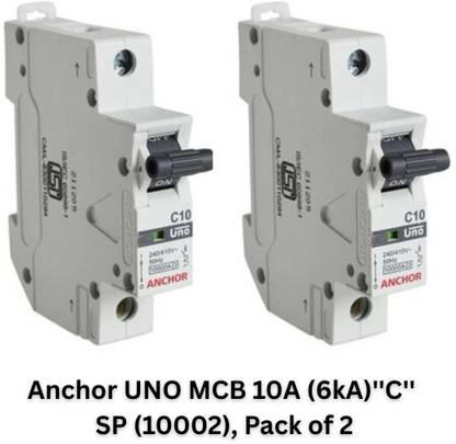 ANCHOR UNO MCB 10A (6kA)''C'' SP (10002), Pack of 2, MCB