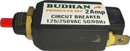 BUDHAN PRODUCTS INC 2AMCBPCB 2 Amps Mini CIRCUIT BREAKER | 2Amp Thermal Overload Protector / 2A / Push Reset MCB