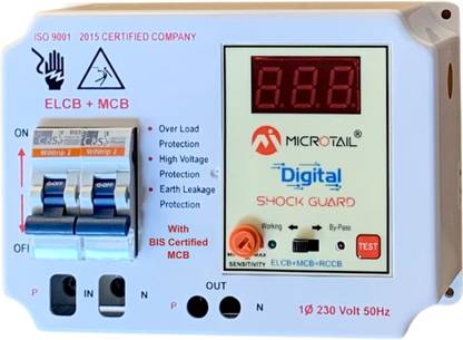 MICROTAIL Single Phase 63A 2 Pole Digital RCCB + ISI Marked MCB High Voltage Protection Single Phase 63A 2 Pole Digital RCCB + ISI Marked High Voltage Protection MCB