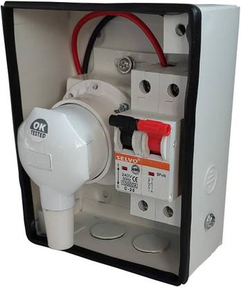 Selvo Plug and Socket (Fitted with C-20A SPN MCB ) SPN Distribution Board GH-12 MCB