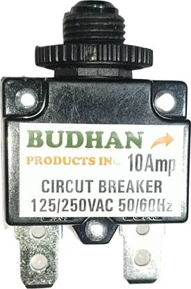 BUDHAN PRODUCTS INC 10 Amps CIRCUIT BREAKER | Overload Protector AC 125/250V 10A | 10Amp Load Switch 10 Amps CIRCUIT BREAKER | Overload Protector AC 125/250V 10A | 10Amp Load Switch MCB