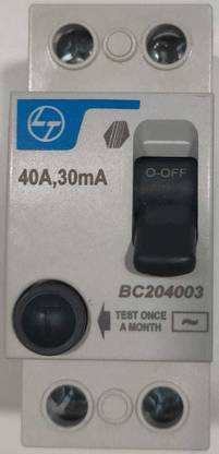 L&T Larsen & Toubro 30ma Double Pole (White) RCCB_40A MCB