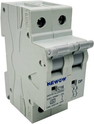 Newow Miniature Circuit Breakers (MCBs) - 16A C - curve DOUBLE Pole ISI Marked - MCB