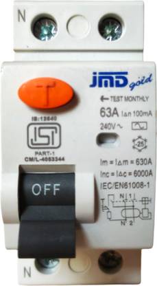 jmD Gold RCCB Double Pole 63 AMP/100MA 240 V Residual Current Circuit Breaker ISI Mark JMD002 MCB