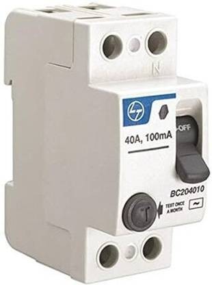 L&T Resin 100ma with 2 pole (White) 40 Ampere ELCB MCB