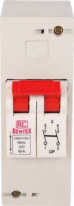 RC BENTEX Plastic Enclosure Distribution Board 2 Pole with Isolator Switch 63 Amp X04DE00052 MCB