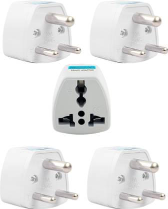 HI-PLASST (5pcs) Type D Adapter, Indian Plug, World to India Universal Travel Adapter 3-Pin Socket Converter Plugs Three Pin Plug