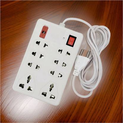 LifoDora 8+2mini Extension Cord/8 Socket Extension Boards(White,2.5m) GV78 Power Plug