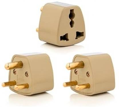HI-PLASST (3pcs) US to India Plug Universal Adapter 3 Pin Indian Converter Plug for Laptop, Computer & Battery Charger(Pack of 3) Three Pin Plug