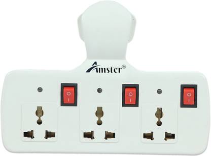 Amster 3+3 Multi Socket Extension Board with Individual Switches , LED Indicator Three Pin Plug