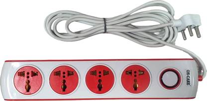 ON CARE DUKEOC_01 PUSH BUTTON 4+1 POSER EXTENSION CORD Three Pin Plug