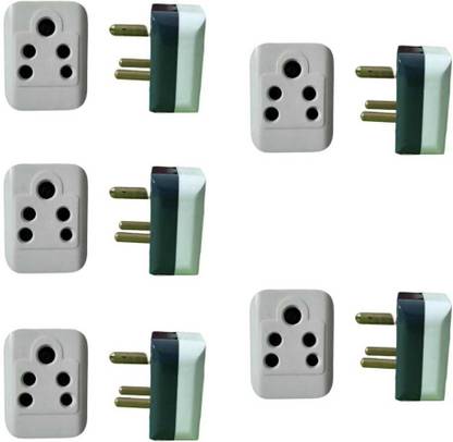 VUVAIL 3 Way Multi Socket Nice Model 3 Pin Top Plug PC 6A White Pack of 5 Pcs Three Pin Plug