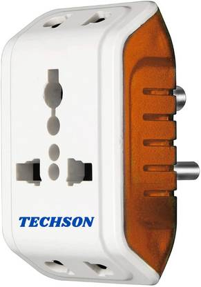 Techson 6A 3 Pin Multi Plug Socket Travel Adapter with Universal Socket PACK-1 ,Multi Plug 3 pin Extension Socket Three Pin Plug
