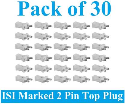 Sauran Pack of 30 Pieces Male 2 Pin Plastic Plug Top (ESP109) For Home, Office etc. Two Pin Plug