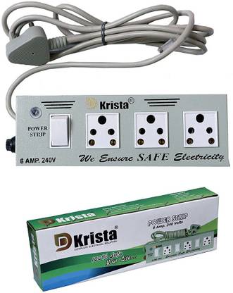 VEDRID 3 PIN Power Extension Steel Strip 3 Socket /1 Switch Three Pin Plug