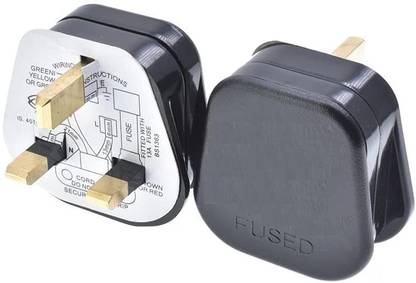 wroughton UK 3 Pin Top Plug with Fuse for UK, Ireland, Malaysia, Singapore, Hong Kong- 13A Three Pin Plug