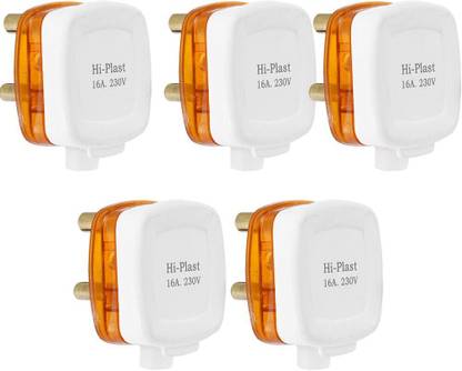 HI-PLASST 5 PCS 16A 3 PIN TOP SQUARE MODEL 16A SQUARE Power Plug