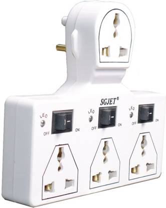 SGJET 4 Socket 3 Switch 6A Three Pin Plug