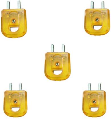 VUVAIL 2 pin top Transparent Yellow Switch pack of 5 p Fancy Model 6A 240V Two Pin Plug