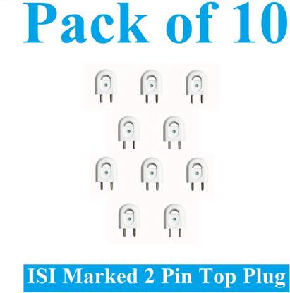 Sauran Pack of 10 Pieces Male 2 Pin Plastic Plug Top (ESP110) For Home, Office etc. Two Pin Plug