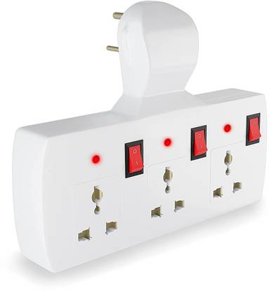 skyunion 3 Port Universal Socket Spike Guard Multi Plug Extension Board PACK OF 1 Multi Plug 3 Pin Plug 3 Socket Extension Boards (White, Three Pin Plug