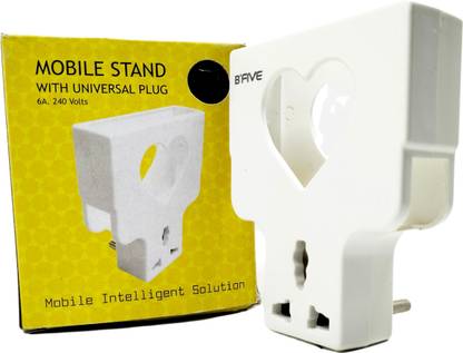 b'five Mobile Holder With Universal Three Pin Socket Plug Holder Stand Direct Plugin_7 3pin plug Holder for Mobile and Powerbank Just Fix Socket and stand Your Device Three Pin Plug