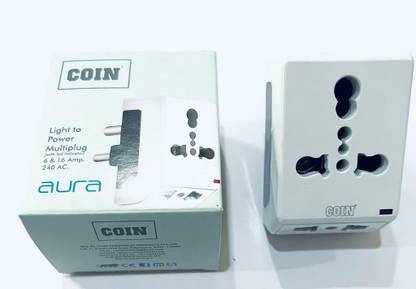 Coin Electrical Multi Plug Adaptor Light to Power Electrical Socket Three Pin Plug Three Pin Plug