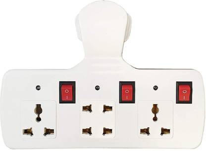 ONSE 3+3 extension board coard 3 Socket Extension Boards (White Three Pin Plug