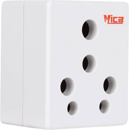 Mica 6 amp. to 16 amp. Ceramic Inside Solid 3 Pin Conversion Plug (White) SOLID Conversion Plug 6 amp. to 16 amp. Three Pin Plug