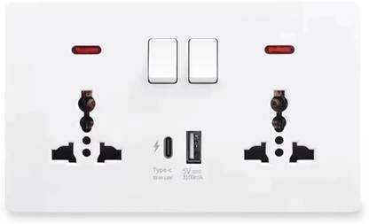 SSUCA double_wall_socket 18W Fast USB & C Type Charging Socket, Smart 13amp & 1A1C Port Power Plug
