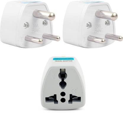 HI-PLASST (2pcs) Type D Adapter, Indian Plug, World to India Universal Travel Adapter 3-Pin Socket Converter For All Devices Worldwide Three Pin Plug