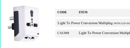 Coin Travel Universal 6A -16A Electrical Multiplug Light to Power Electrical Socket Three Pin Plug