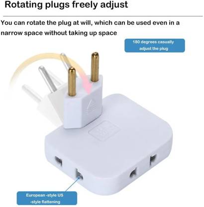 DAVALBA 180 Degree Rotatable Wireless Mini Slim Outlet Adapter 3 in 1 Rotatable Outlet Extender Rotatable Wireless Mini Slim Outlet Adapter Power Plug