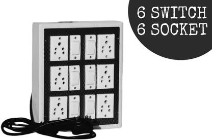 KHOPALA Multi Outlet Electrical Switch Board 3 Phase Cord 6 Socket Extension Boards 6 Socket Extension Boards Power Plug Power Plug