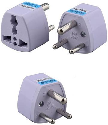 fdealz 3 Pieces of Universal Travel Plug Adapter Standard EU Round India, Europe Travel Plug Adapter Portable Plug Adapter Type White Power Plug