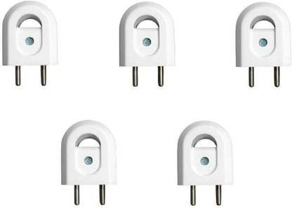 VUVAIL 2 Pin Top Switch Non Flammable Unbreakable Body 6A 240V White Pack of 5 Fancy Model Two Pin Plug