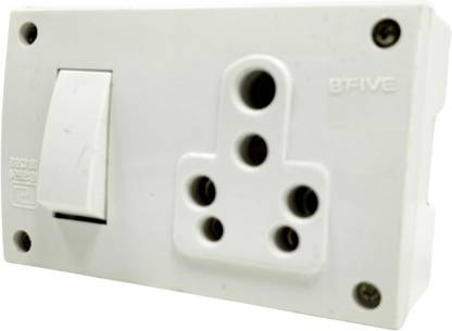 b'five Switch Socket S.S. Combined 6 & 16 Amp. With Box Socket- Combined Power Box_011 20 A Six Pin Socket