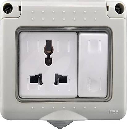 Original Mart switch guard Water Proof Plastic Box with Switch 1 A Three Pin Socket