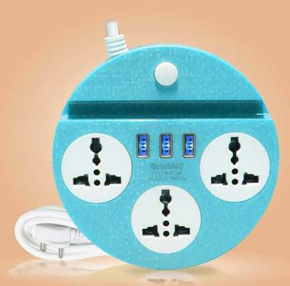 paliwalcreation Extension Board Multi Plug Electric Socket with 3 USB Ports and 3 Socket Hexagon Charging Station for Home and Office 6 Socket Extension Boards, Cord Length -1.8M (Multicolor)(pack of 1) Three Pin Socket 10 A Three Pin Socket