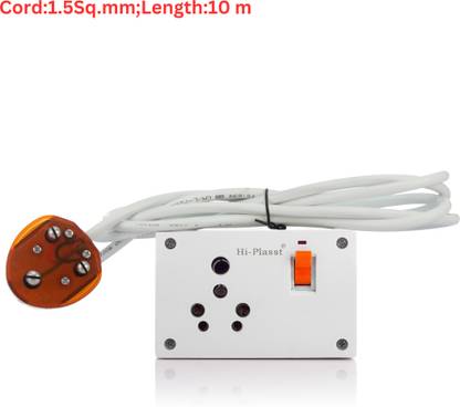 HI-PLASST Extension board with 1 mcb switch &16asocket with 10m length ,1.5sq mm cord 20 A Three Pin Socket