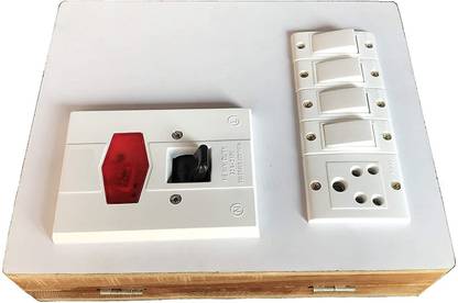 TAAJ Electric Wooden Switch Board (4 Switches,1 Sockets,1 DP) 15 A Single Pin Socket