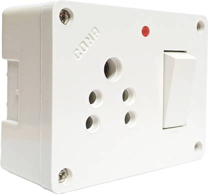 CONA Deluxe Universal 1-Way Switch Socket Box with Indicator 6 A Five Pin Socket