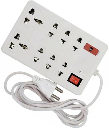LifoDora Pin Extension Cord 8 Socket Extension Boards (White, 2 m) tk83 8 A Two Pin Socket